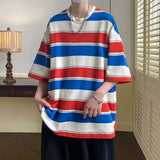 Men T Shirt Vintage Stripe All-Match
