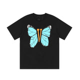 Vlone T Shirts Butterfly Large V Printed Short Sleeve T-shirt Men and Women Couple Hip Hop Loose Half Sleeve