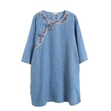 Women Dresses Embroidery Denim Dress