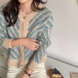Women Knitted Cardigan Striped Knitted Cardigan Sweater