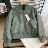Women Cotton Coat Stand Collar Baseball Uniform Padded Jacket