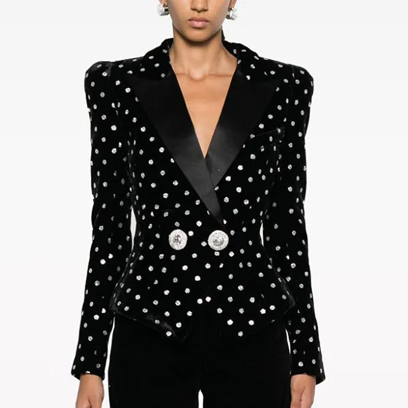 Women Haute Couture Jacket Fashion Slim Velvet