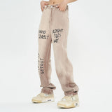 Men Jeans Loose Tie-Dye Gradient Wide Leg
