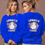 Spooky Mama Print Long Sleeve Hoodies Women Autumn Funny Hal