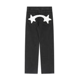 Men Jeans Lightning Five-Pointed Star Print Loose