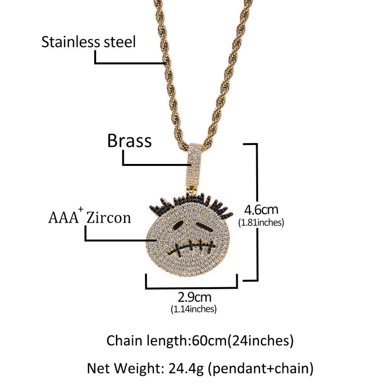 Jewelry small thorn cartoon hip hop necklace pendant trendy zircon rapper Spectrum Animal