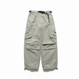 Cargo Pants Three-Dimensional Large Pocket Solid Color Drawstring