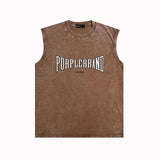 Purple Brand Distressed Tank T Shirts Distressed Sleeveless T-shirt Vest