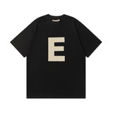 Fog Essentials T Shirts Spring Summer FOG Flocking E Letter Crew Neck Short Sleeves