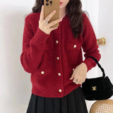 Women Knitted Cardigan Soft College Style Sweater