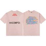 Gallery Dept T-Shirt Hand Painted Ink Splashing Alphabet Washed Retro Short Sleeve T-Shirt