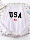 Usa American Flag Patriotic Street Hoody Women simple Oversize