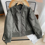 Women Cotton Coat Couple's Stand Collar Jacket Casual Baseball Uniform