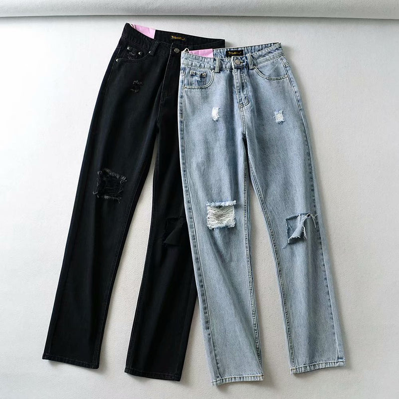 Women Jeans Ripped Trendy Fashion Jeans