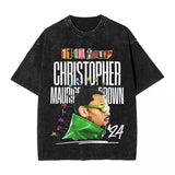 Rapper Chris Brown Big Face T Shirt Hip Hop Washed Short