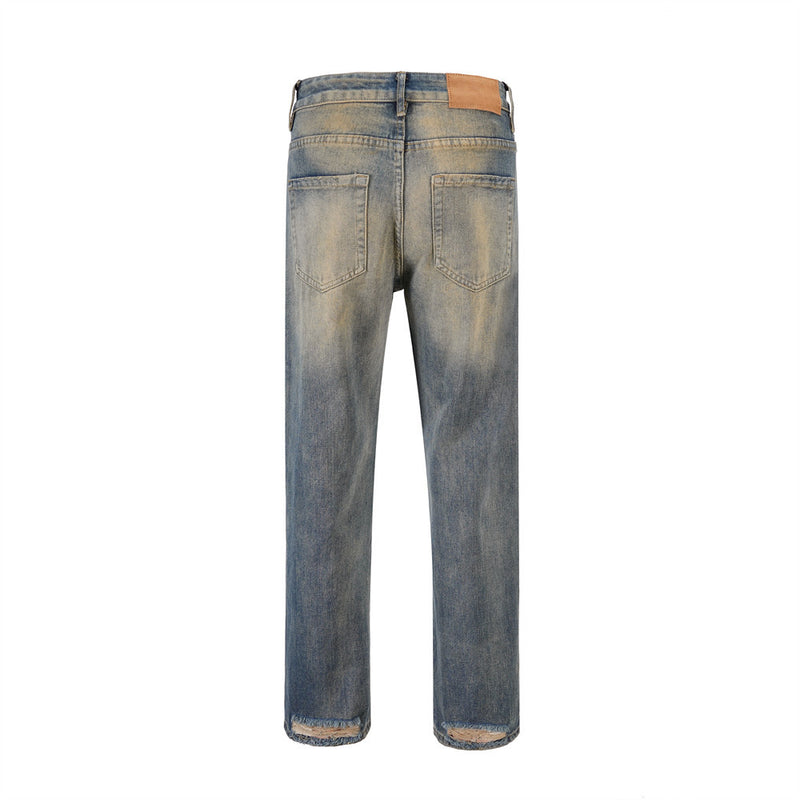 Men Jeans Distressed Loose Casual Retro Slim Fit