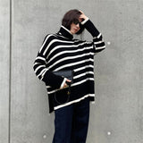 Women Pullover Sweater Striped Sweater Loose Temperament