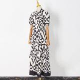 Bohemian Dress British Style Leopard Print Dress