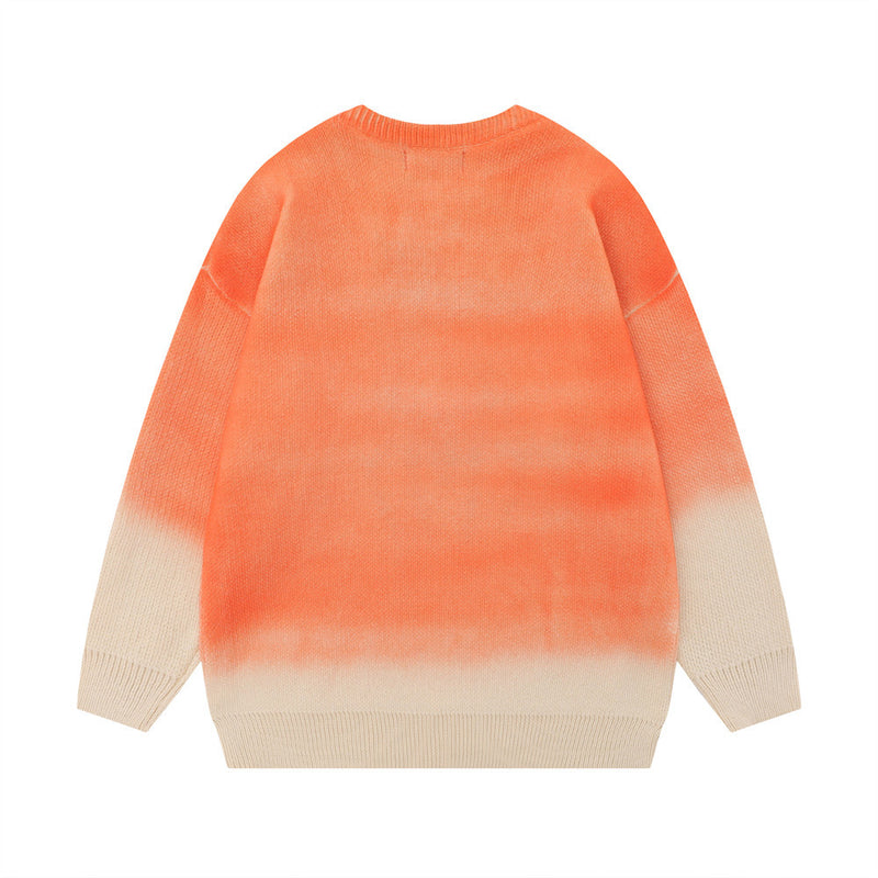 Men Sweater Inkjet Dyed Spider Jacquard Crew Neck Sweater