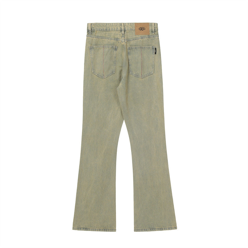 Men Jeans Yellow Mud Color Bootleg Pants