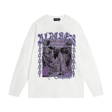 Men Long Sleeve T-Shirt Devil Skull Print Distressed