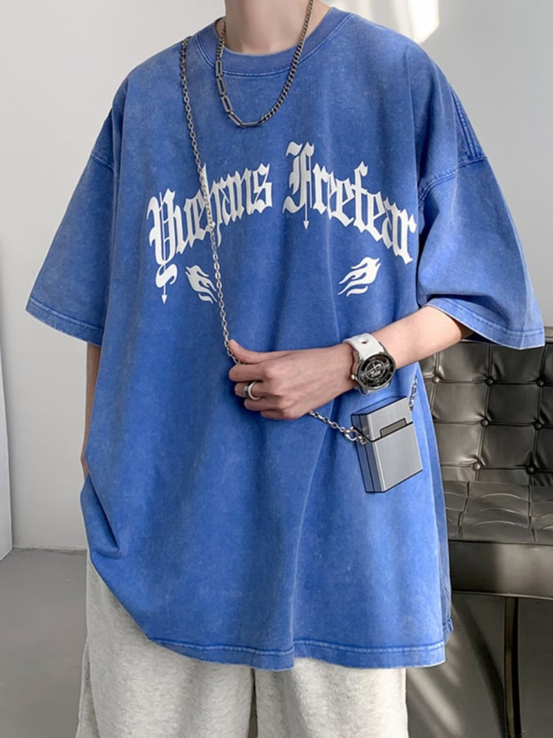 Men T Shirt Heavy Distressed Loose Cotton