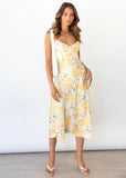Women Dress Pleated Suspender Floral Dress