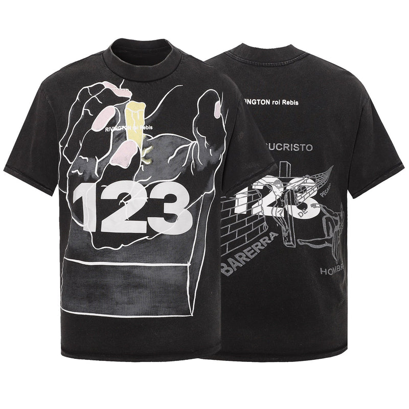 RRR123 T-shirt Small Neckline Loose Distressed T-shirt