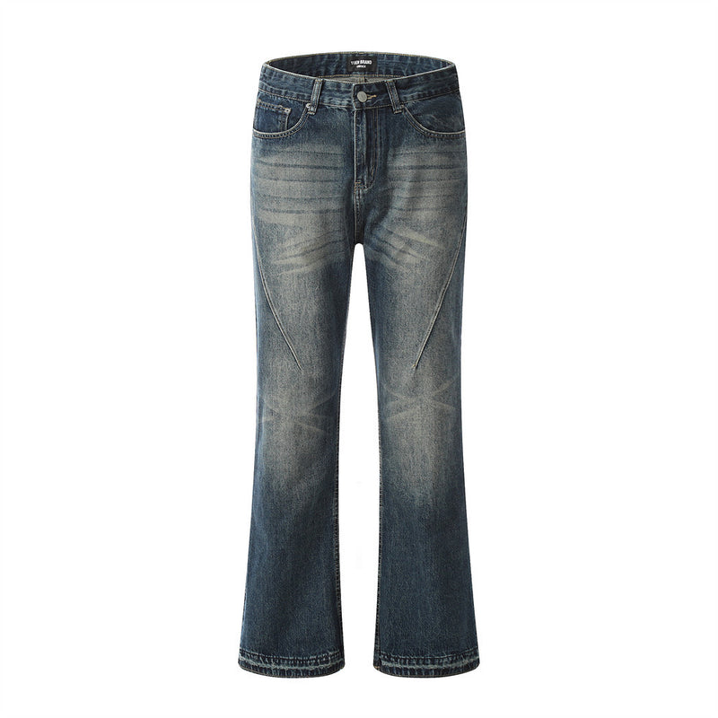 Men Jeans Bell-Bottom Pants Loose Retro
