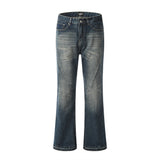 Men Jeans Bell-Bottom Pants Loose Retro