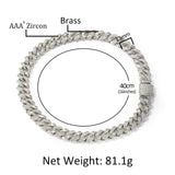 Jewelry Hip Hop Zircon Cuban Chain 13mm Luminous Silver Night light Royalty