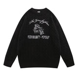 Women Sweater Vintage Mixed Color Stripe Knitted Sweater
