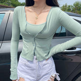 Women Vest Suspenders Vest Jacket Two-Piece Set