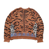 Kapital Sweater Vintage Tiger Pattern Retro Pullover round Neck Knitted Sweater for Men and Women