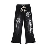 HS Hoodie Casual Sweatshirt Sweatpants Suit Distressed