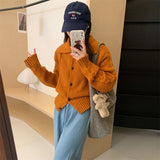 Women Knitted Cardigan College Style Loose Short