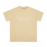 Fog Essentials T Shirts Spring Summer FOG Season 8 Flocking Letter Crew Neck Short Sleeves