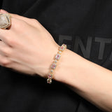 Bracelet Gold Plated Copper Inlaid Zircon Hip Hop Bracelet ins Spectrum St. Valentine's
