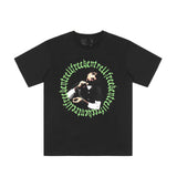 Vlone T Shirts Sanskrit Character Printed Large V Short Sleeve T-shirt Men and Women High Street Loose Half Sleeve