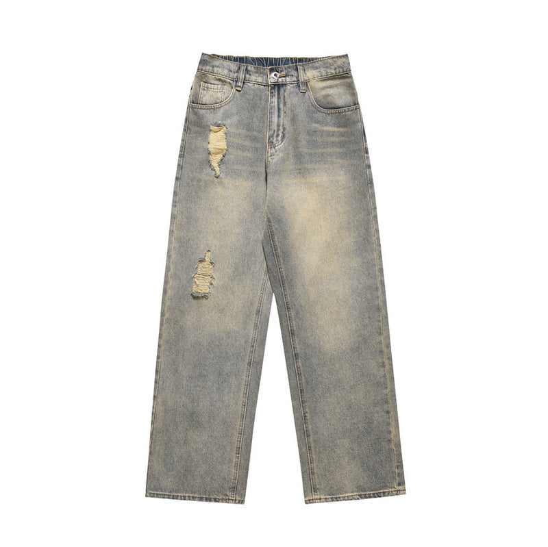 Men Jeans Worn-out Loose Trousers