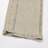 Men Jeans Topstitching Loose Casual Patchwork