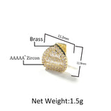 Grillz T Square Zircon Gold Love Single Teeth Braces Hip Hop Spectrum