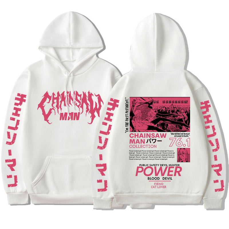 Chainsaw Man Anime Hooded Power Graphic Print Hoodie