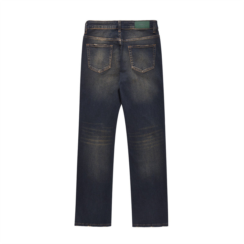 Men Jeans Retro Distressed Casual Loose Worn