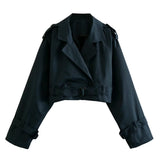 Women Trench Coat Belt Casual Trench Coat