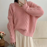 Women Pullover Sweater Retro Gentle Temperament Knitted Thickening