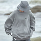 Men Fleece Lined Hoodie Crew Neck Sweater Men's Loose Winter Casual Pullover Long Sleeve Sports Top