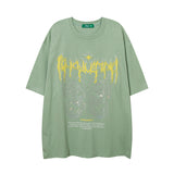 Men T-Shirt Butterfly Embedded Drill Old Oversize