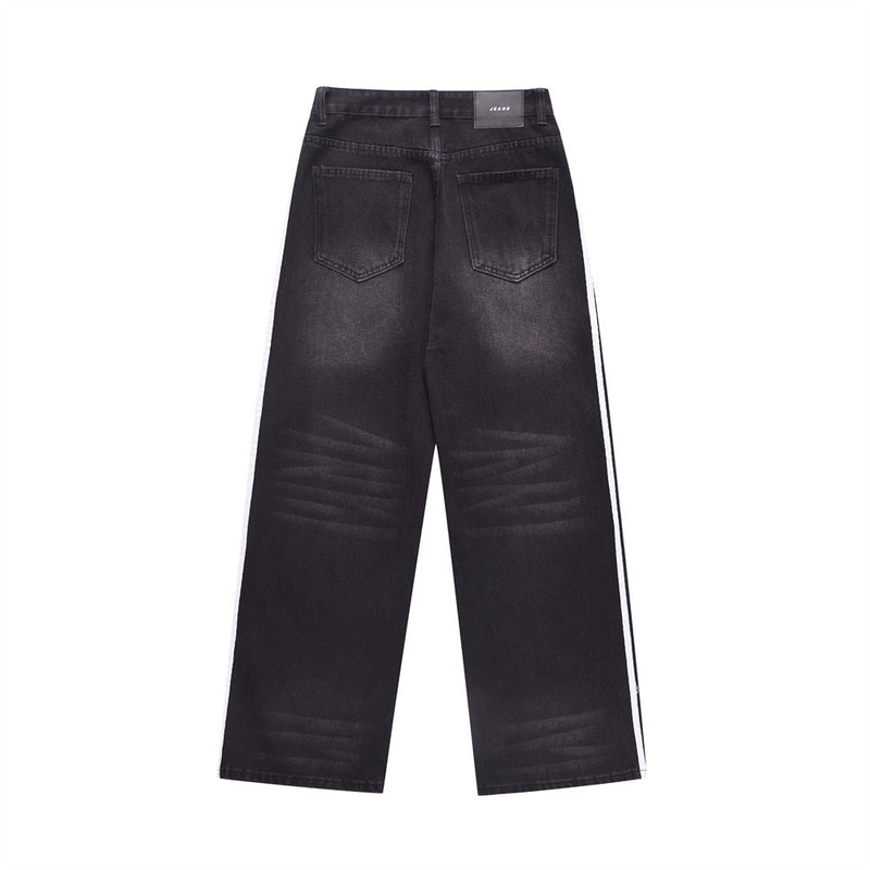 Men Jeans Loose Side Stripe Stitching Casual
