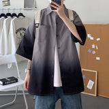 Men Shirts Gradient Color Loose Versatile Casual Coat